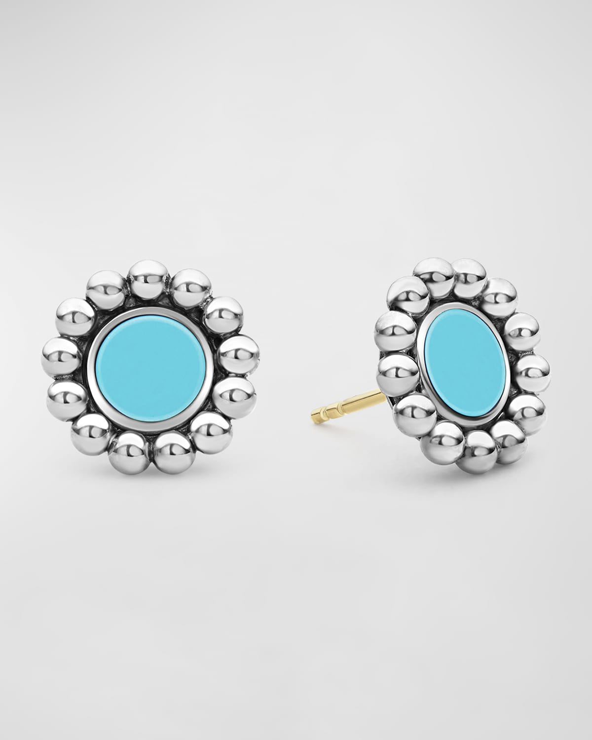 Lagos Maya 12mm Round Inlay Stud Earrings, Turquoise