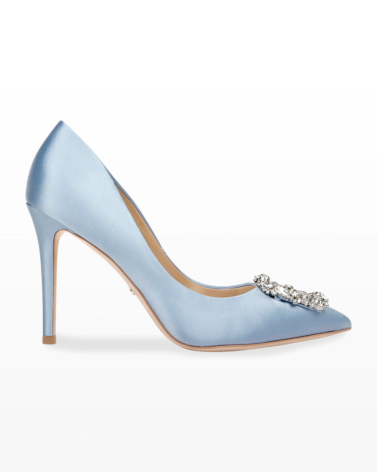 Badgley Mischka Cher Satin Buckle Cocktail High-heel Pumps In Az Blu Sat