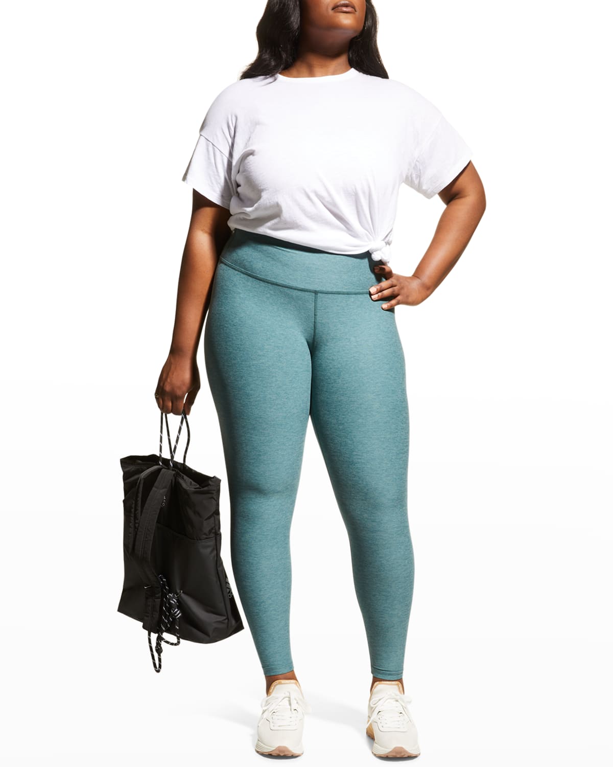 Beyond Yoga Plus Size High-waist Space-dye Midi Leggings In Blue,green