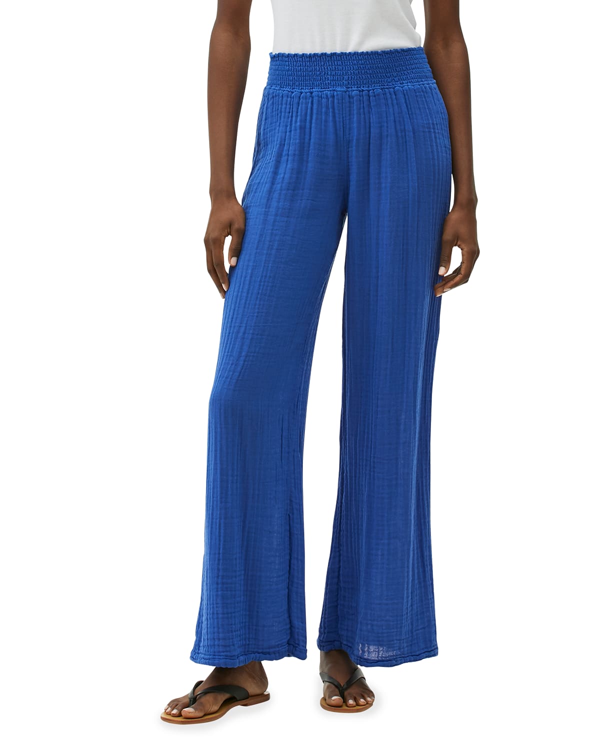 MICHAEL STARS SMOCKED WIDE-LEG PANTS,PROD239890013