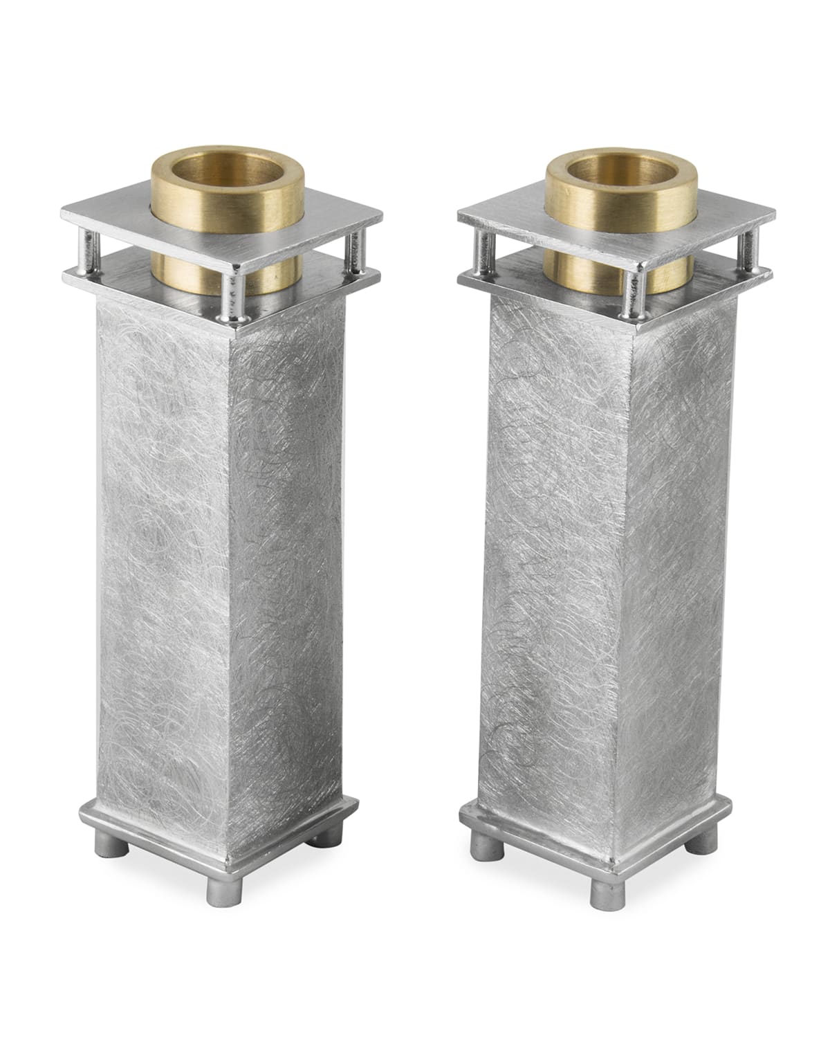 Shop Joy Stember Metal Arts Studio Medium Square Candle Holders, Set Of 2 In Sanded