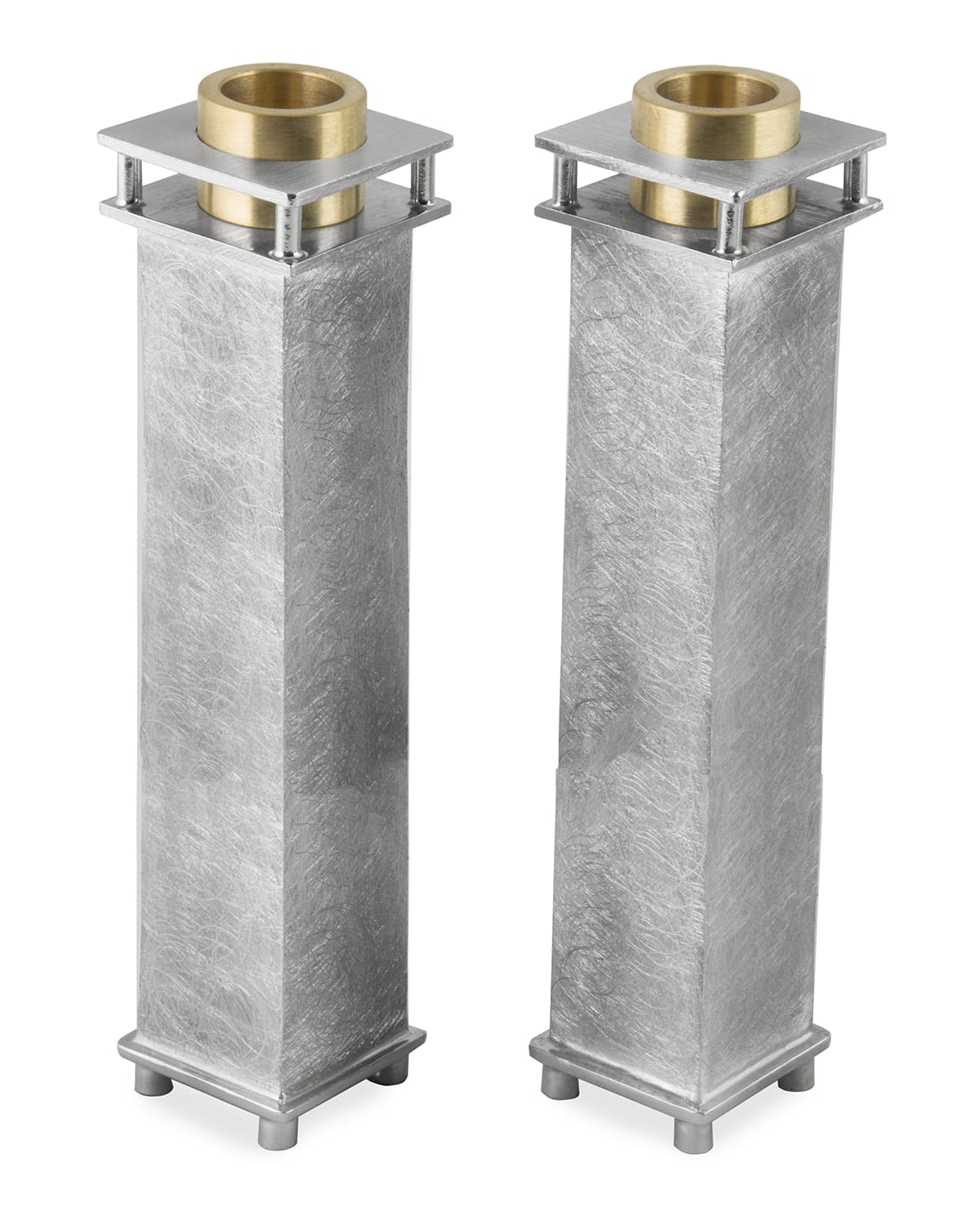 Shop Joy Stember Metal Arts Studio Tall Square Candle Holders, Set Of 2 In Sanded