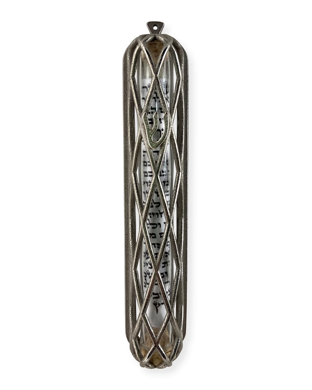 Shop Joy Stember Metal Arts Studio Long Noah 3d Printed Mezuzah In Nickel