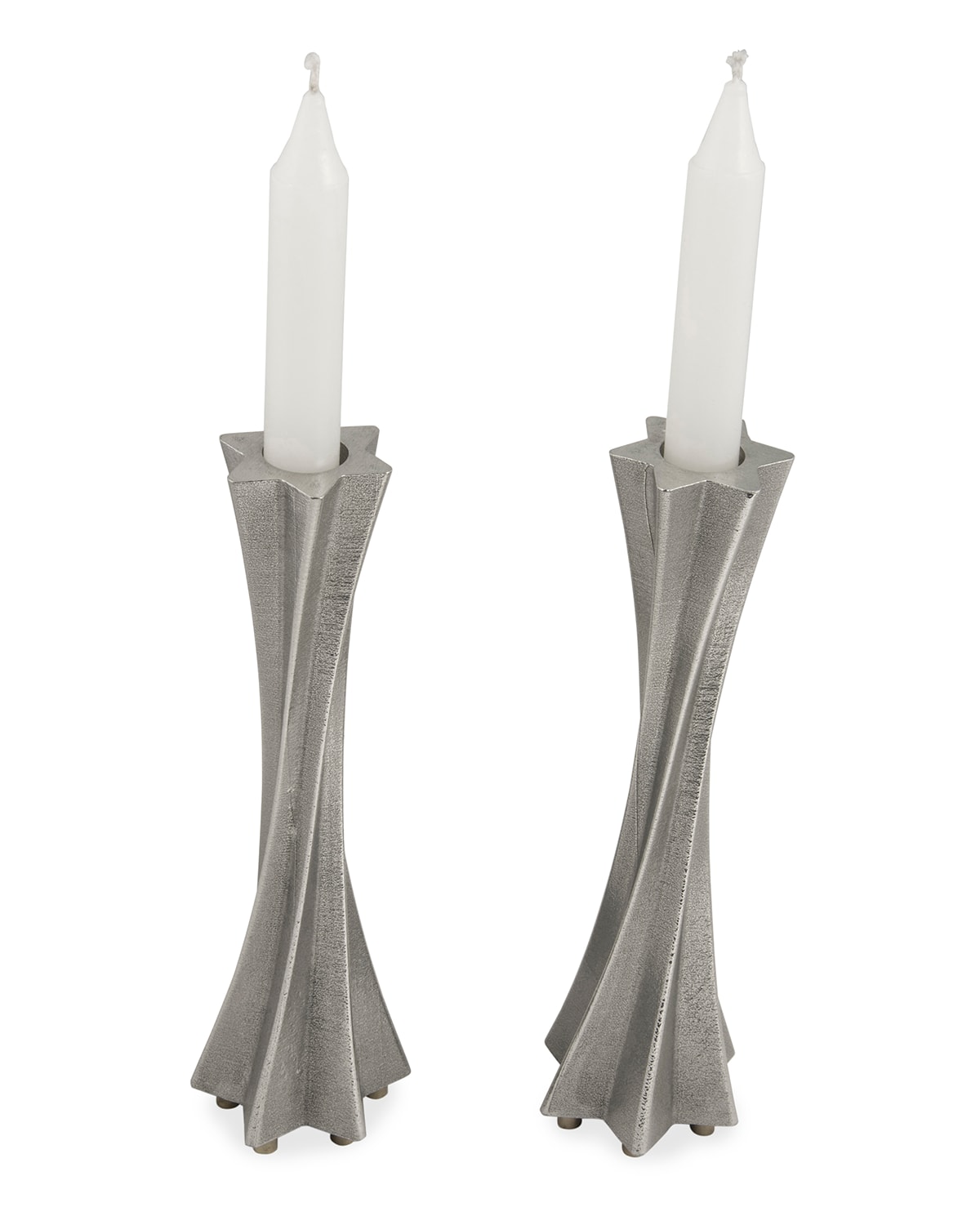 Joy Stember Metal Arts Studio Star Twisted Candle Holders In Pewter