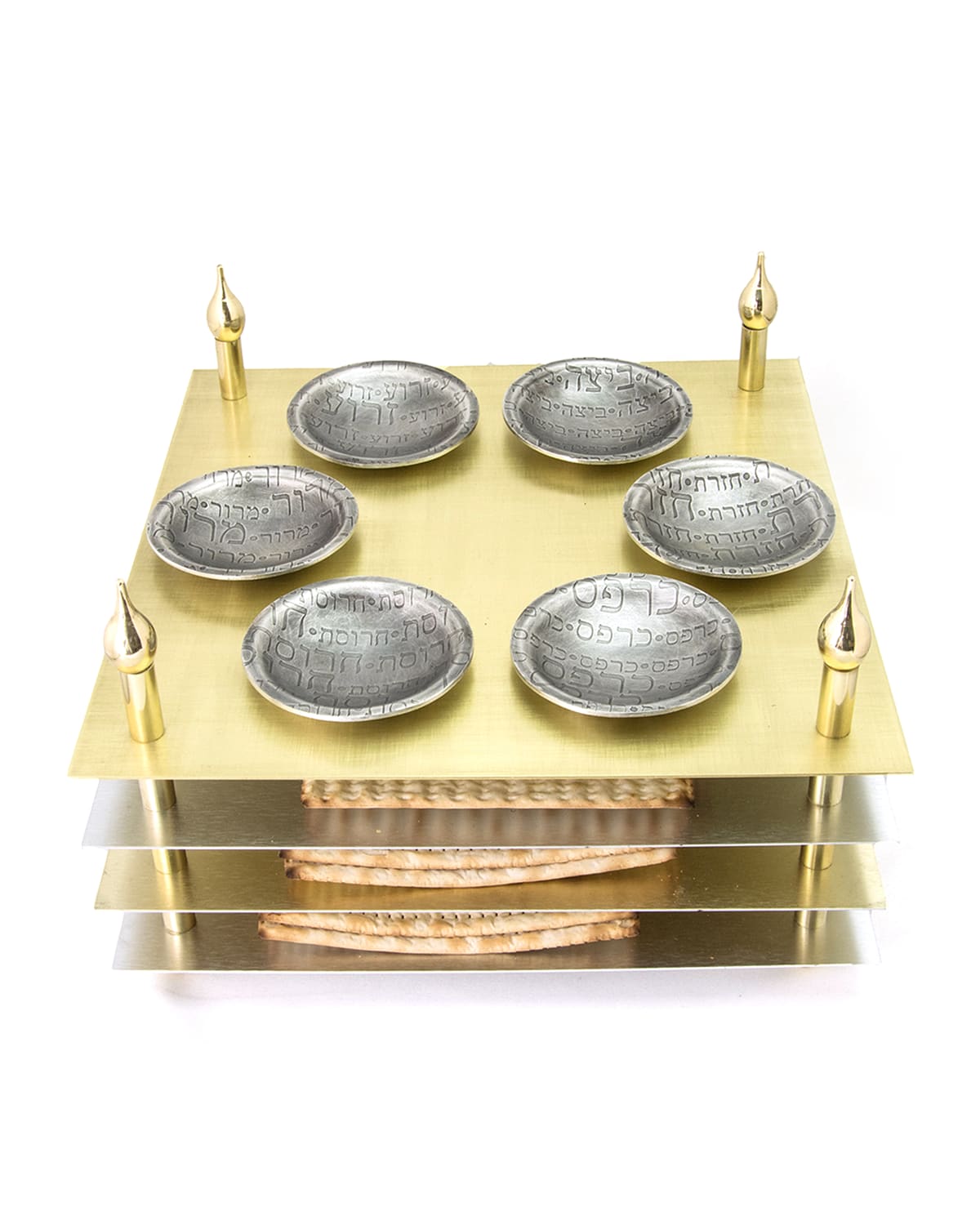 Shop Joy Stember Metal Arts Studio 4-tier Seder Plate With Matzah Levels In Brass