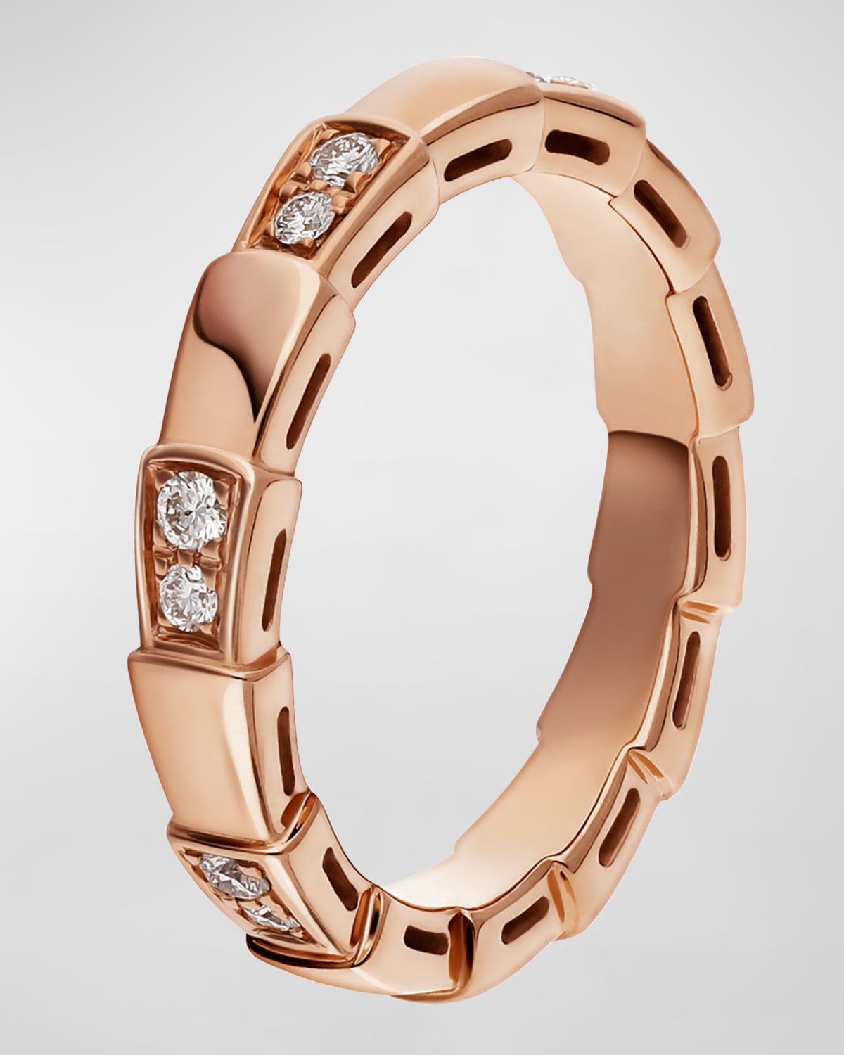 Serpenti Viper Ring in 18k Rose Gold and Diamonds, Size 51