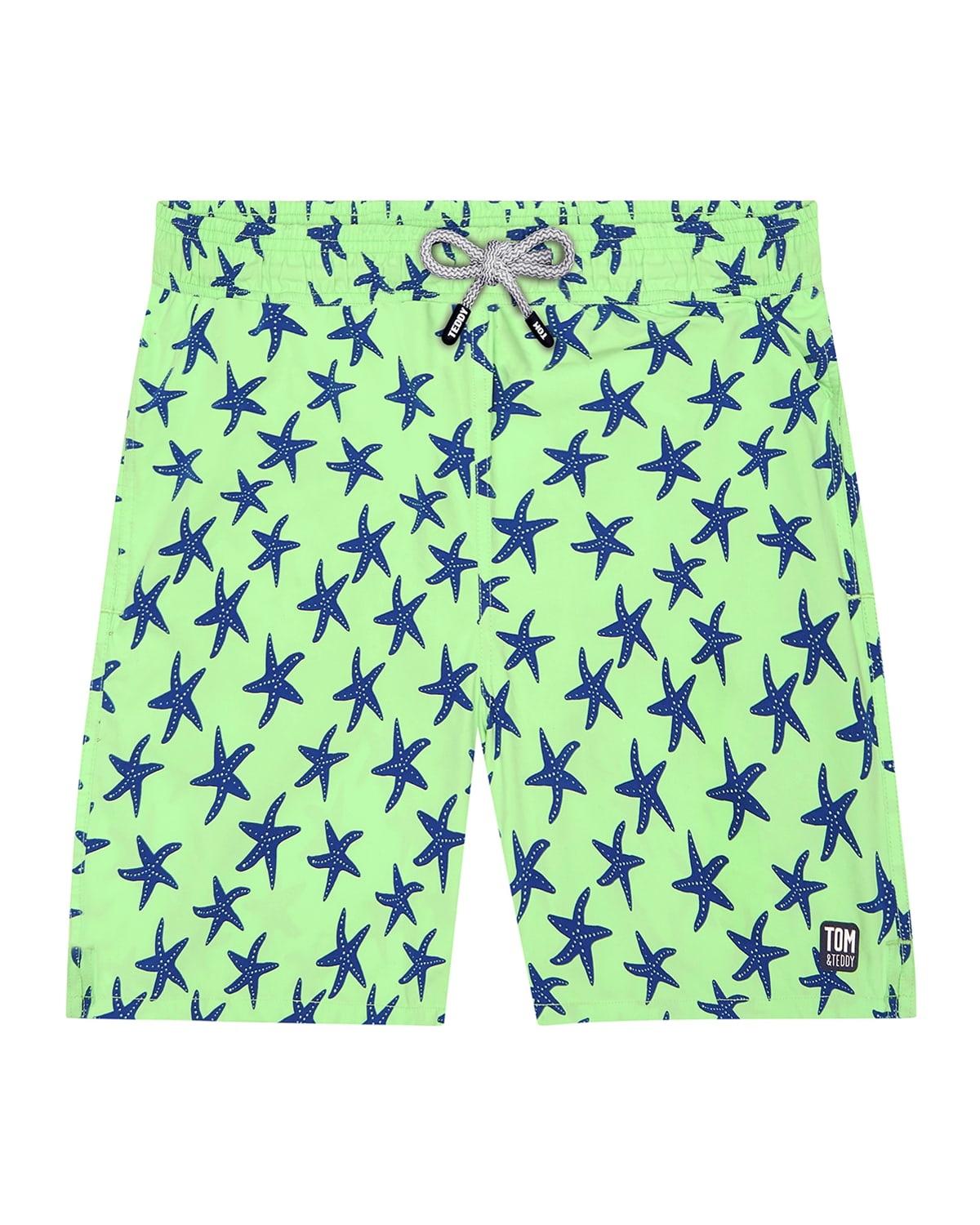 Tom & Teddy Men's Starfish-print Swim Trunks In Green And Blue
