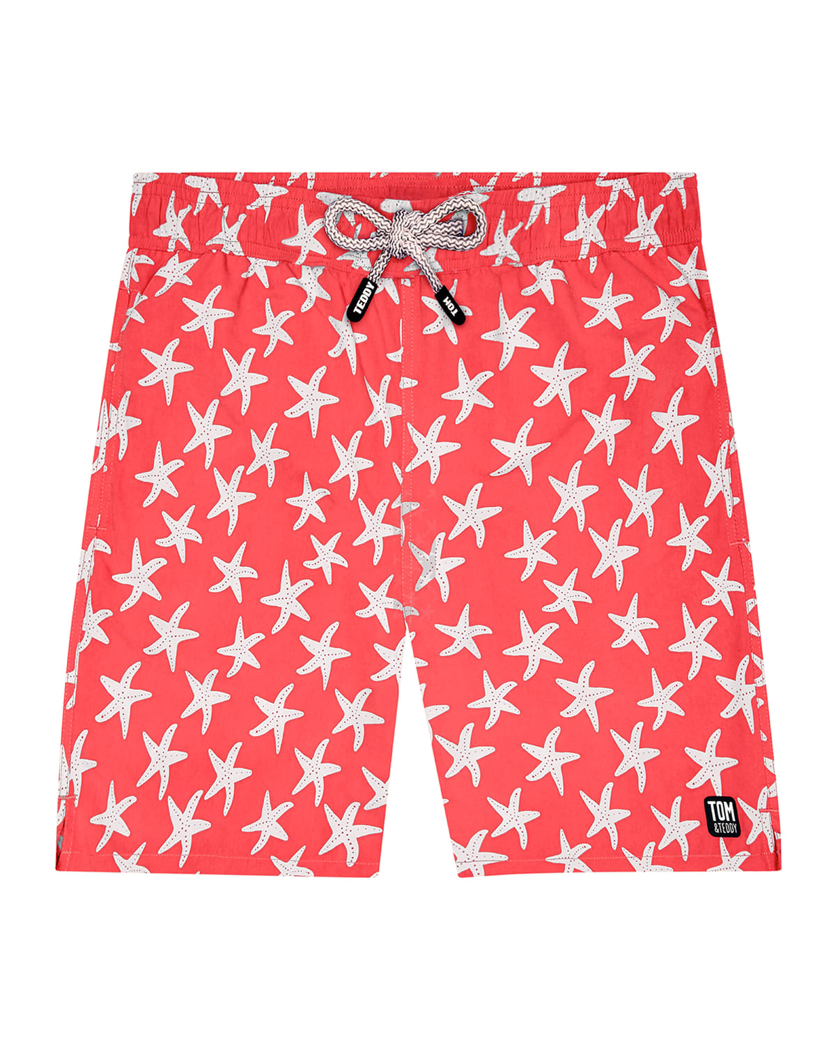 Tom & Teddy Men's Starfish-print Swim Trunks In Rose And Blue