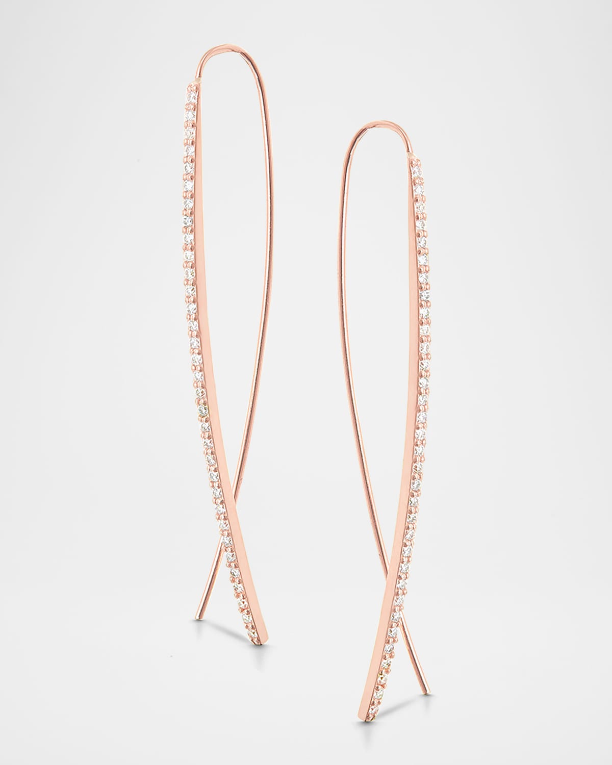 LANA Reckless Narrow Upside Down Hoop Earrings in Rose Gold