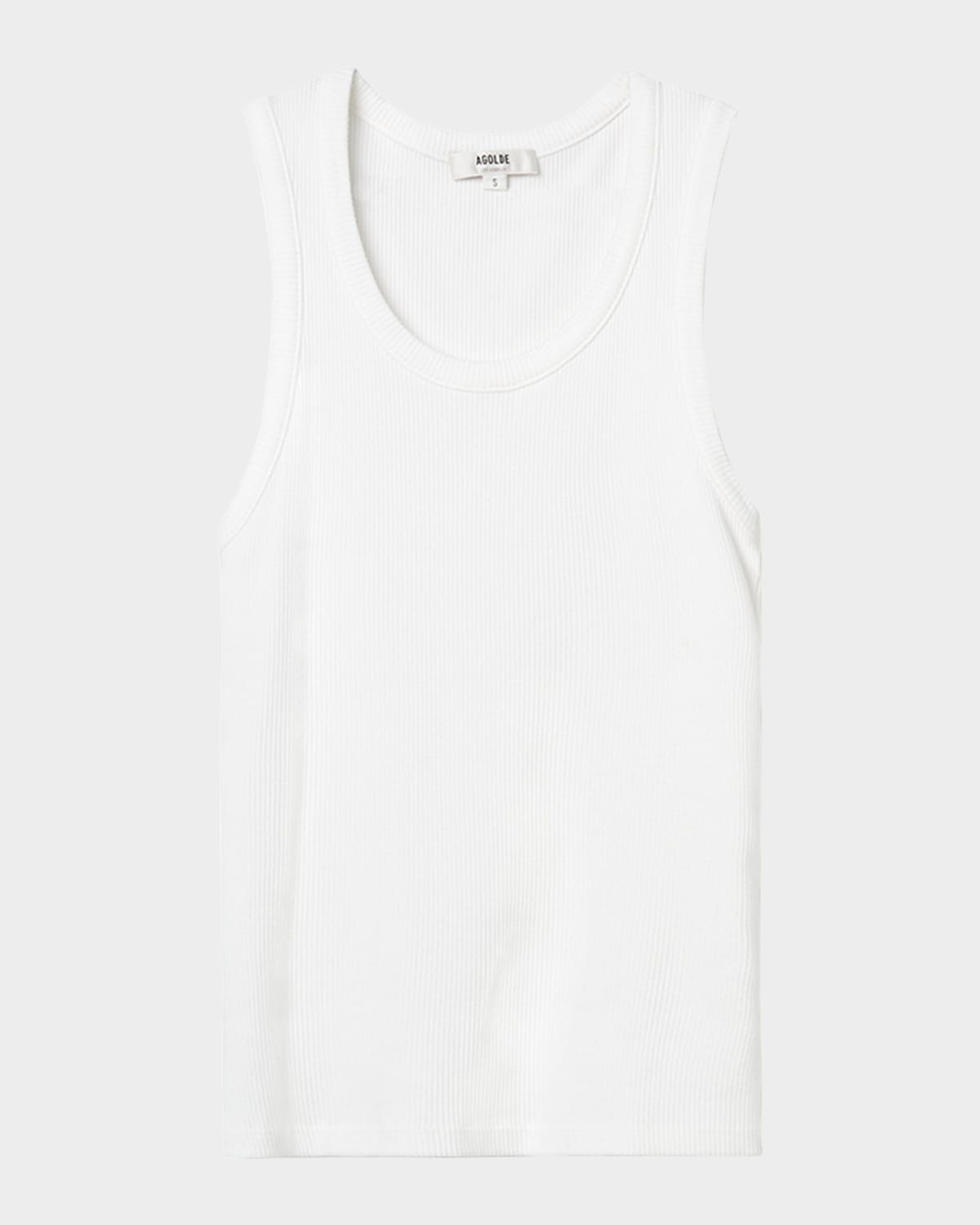 Agolde Poppy Ribbed Stretch Organic Cotton And Tencel-blend Jersey Tank In White