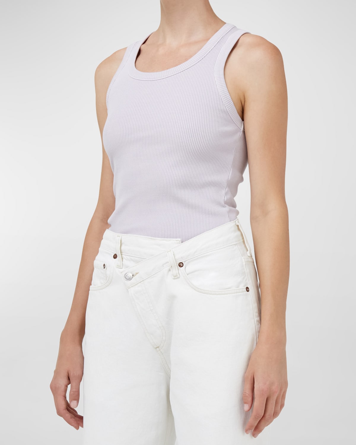 Agolde Poppy Scoop-neck Tank Top In Frosting
