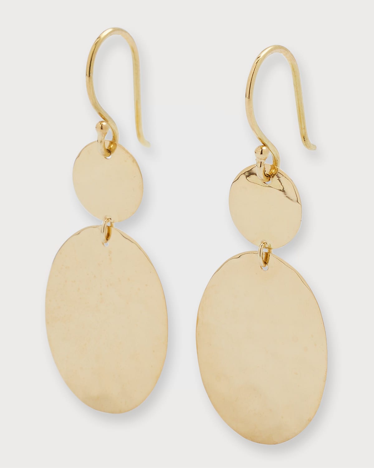 Ippolita Classico Crinkle Hammered Circle Oval Drop Earrings in 18K Gold