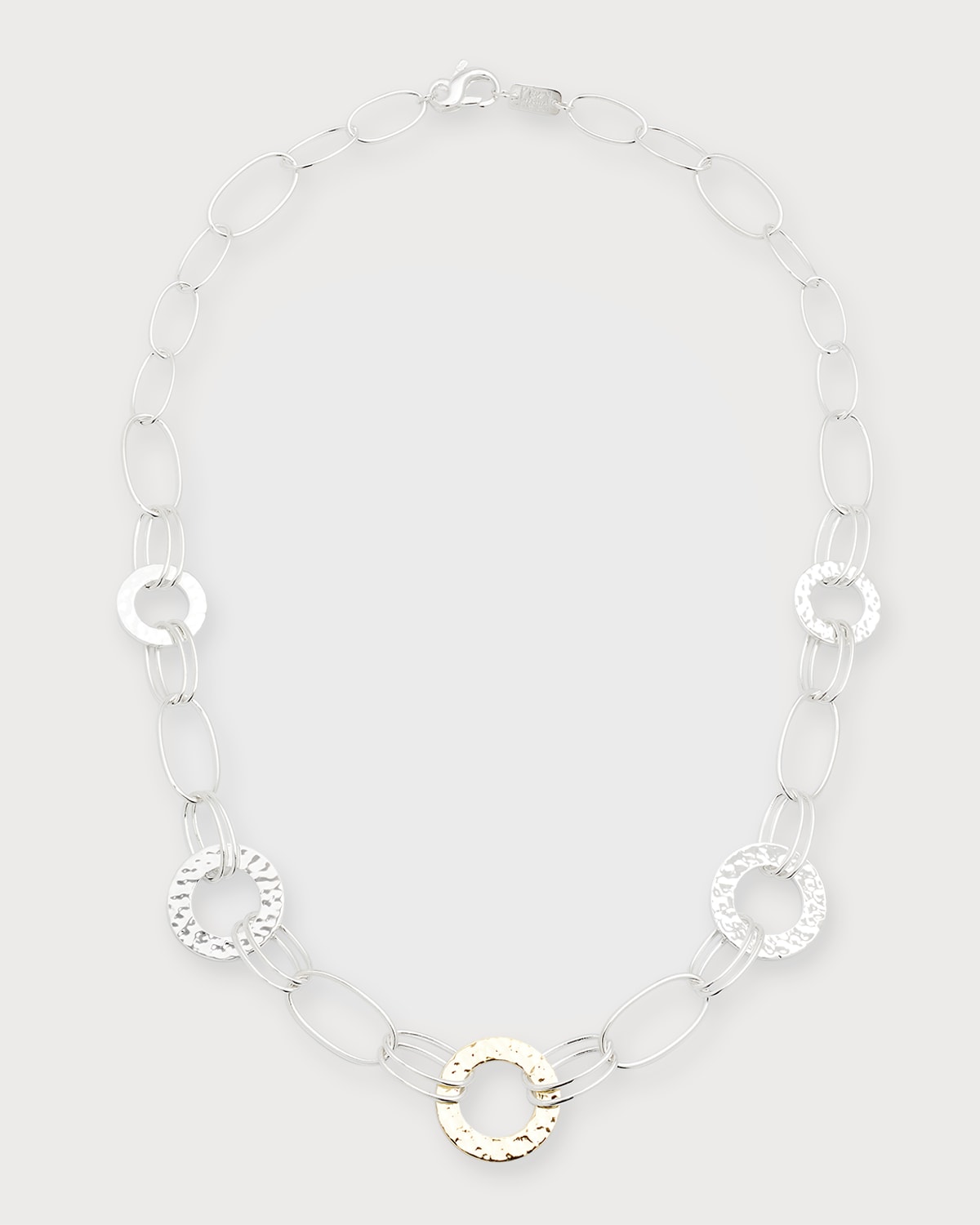 Ippolita Classico Mixed Wire And Hammered Disc Necklace In Chimera Two-tone In Gold & Silver