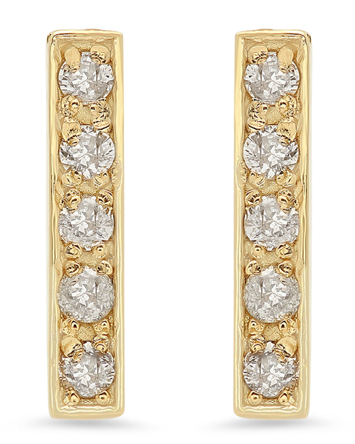 Diamond Bar Stud Earrings in 18K Yellow Gold