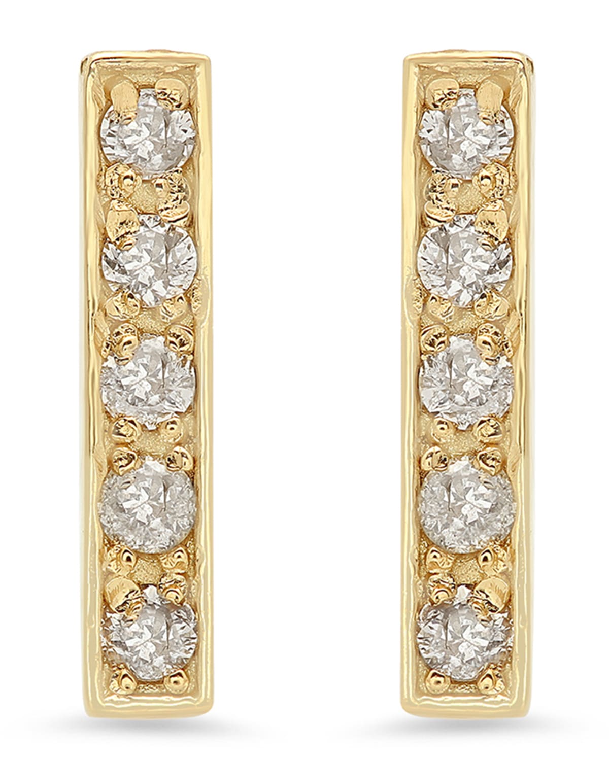 Diamond Bar Stud Earrings in 18K Yellow Gold