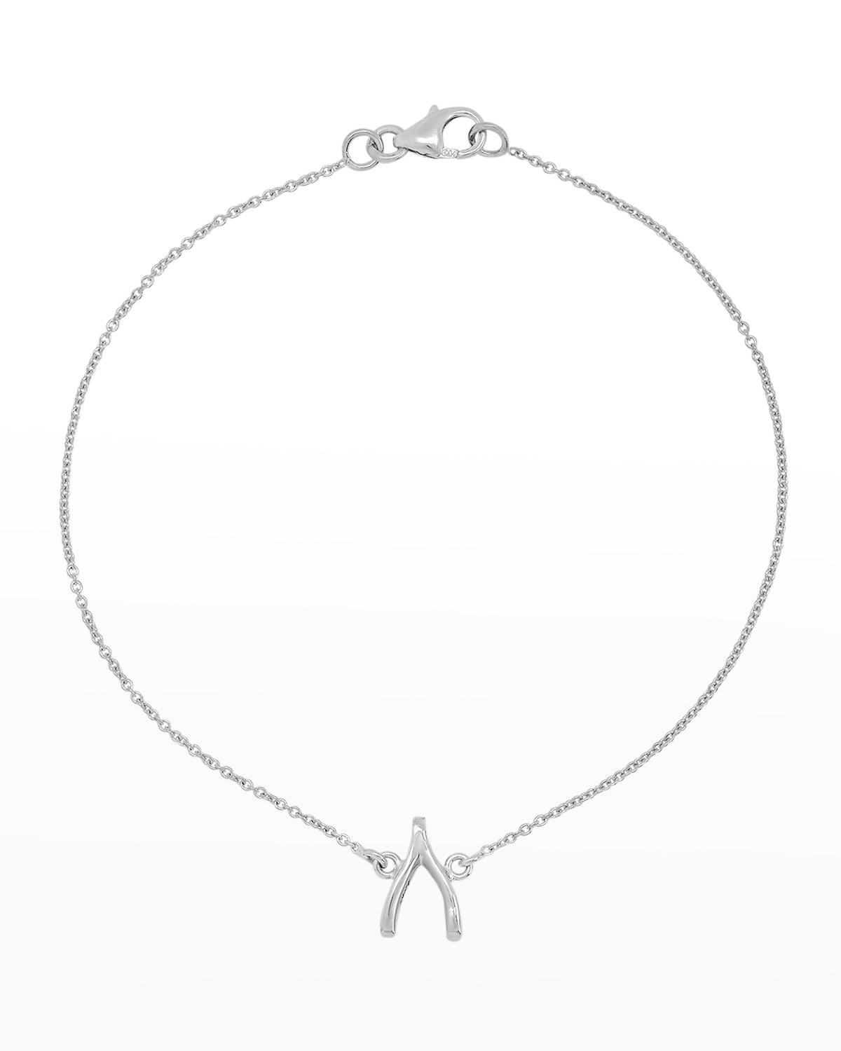 Jennifer Meyer 18k Gold Mini Wishbone Chain Bracelet On A 14k Chain In Wg