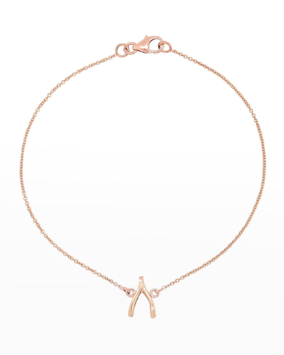 Jennifer Meyer 18k Gold Mini Wishbone Chain Bracelet On A 14k Chain In Rg