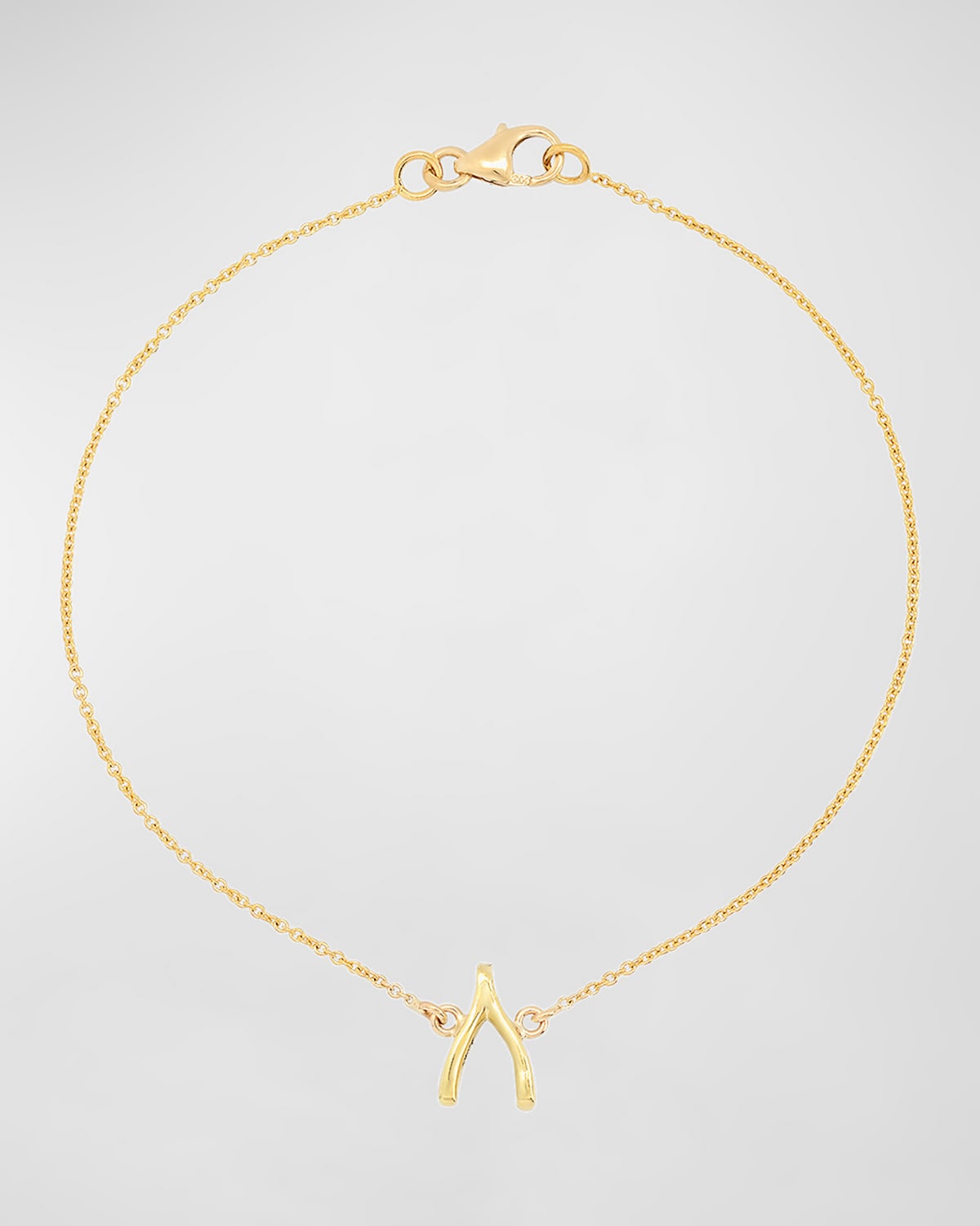 18k Gold Mini Wishbone Chain Bracelet on a 14k Chain