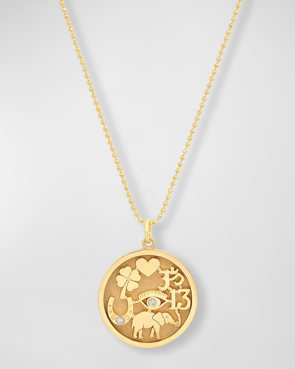 18k Good Luck Pendant Necklace with Diamonds
