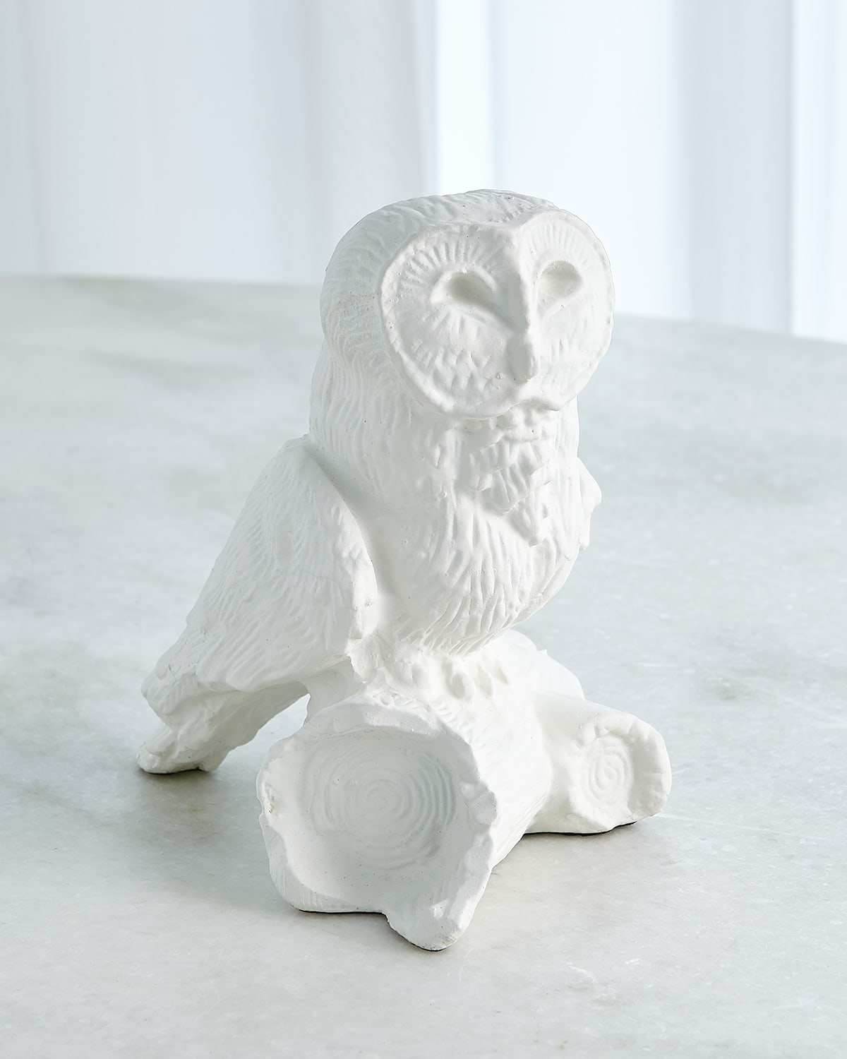 William D Scott Owl On Branch Sculpture In Matte White