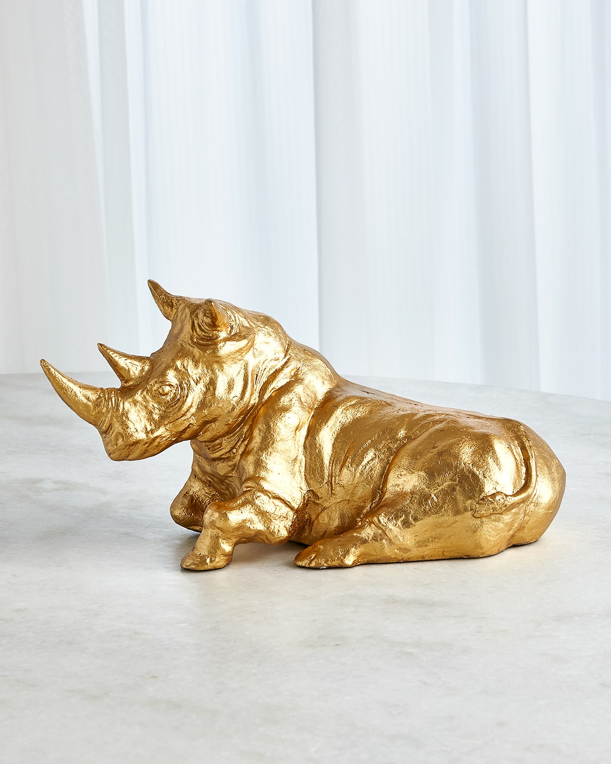 William D Scott Rhino Sculpture In Gold Leaf
