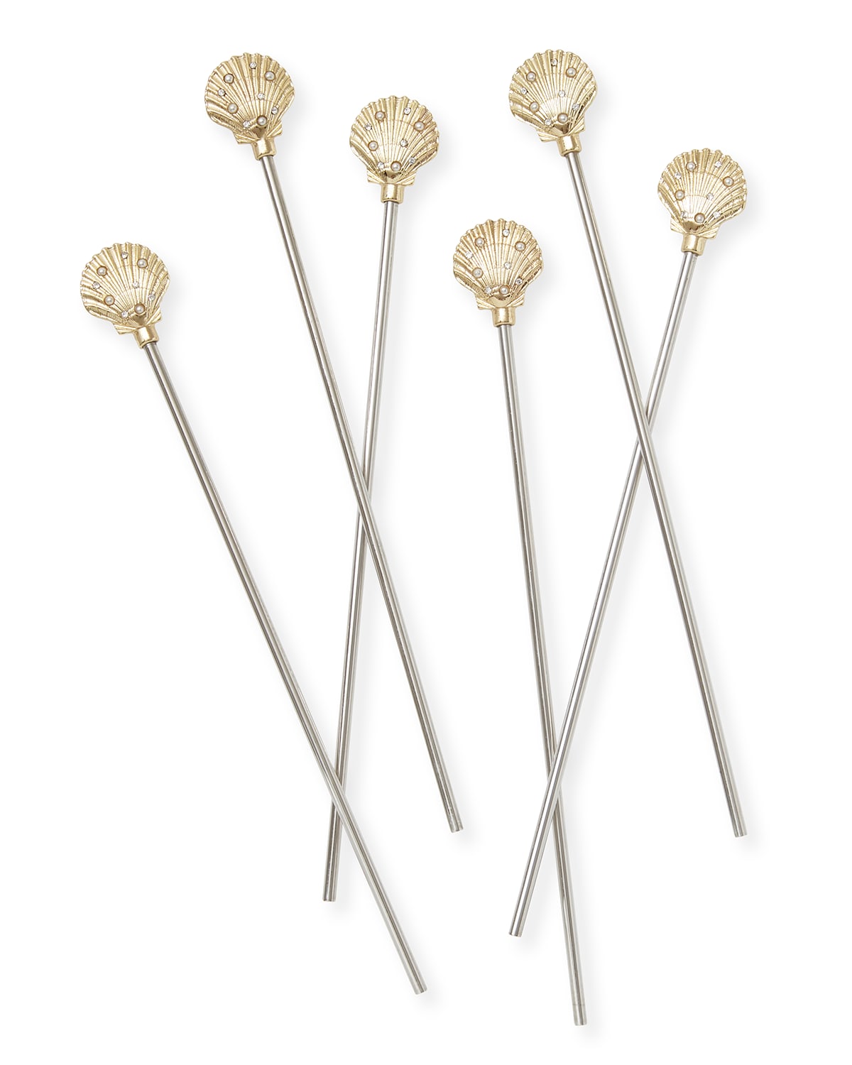 Joanna Buchanan Shell Swizzle Sticks, Set Of 6 In Gold