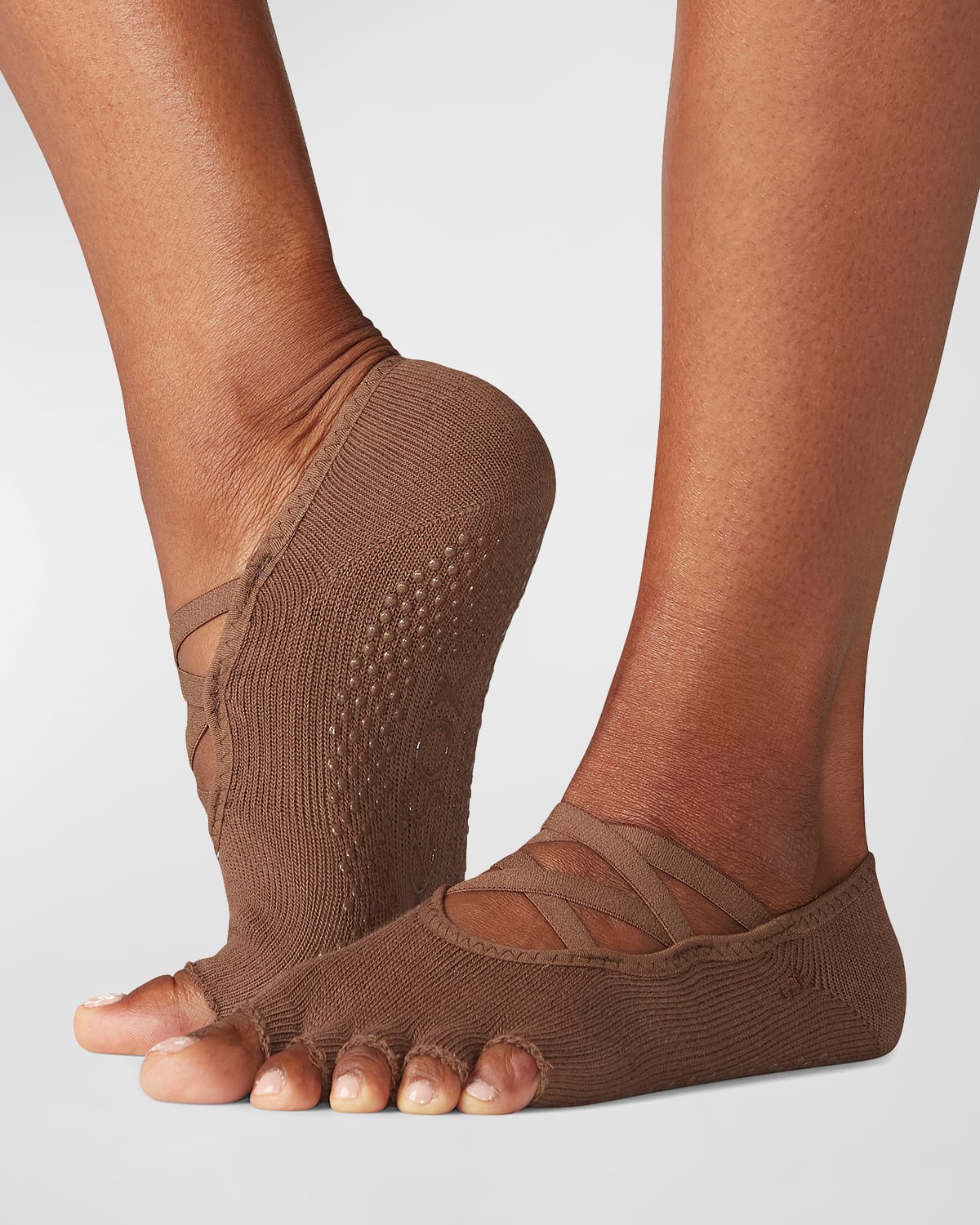 Toesox Elle Hermosa Strappy Half-toe Grip Socks In Naked
