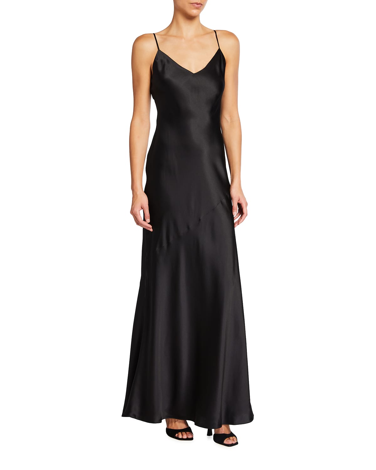 L Agence Serita Silk Charmeuse Maxi Slipdress In Champagne