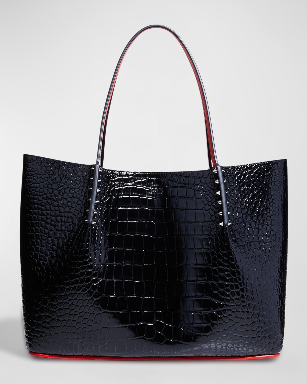 Christian Louboutin Cabarock Large Mock-croc Tote Bag In Biscotto
