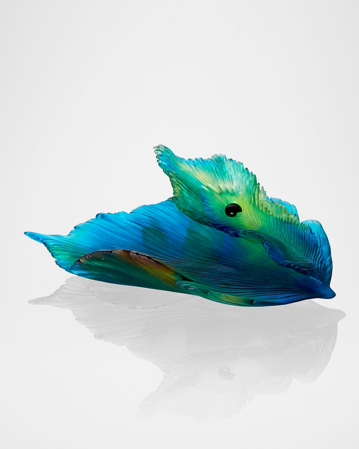 Daum Fleur De Peon Medium Bowl In Blue/green