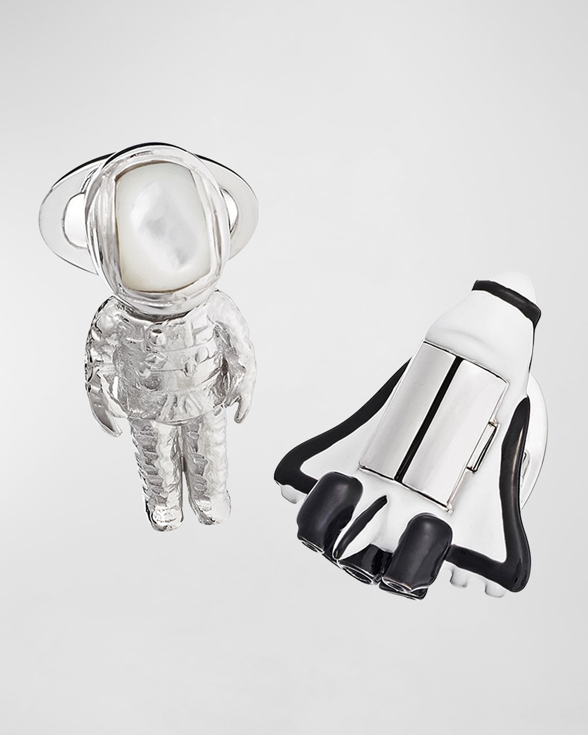 JAN LESLIE MEN'S SHUTTLE & ASTRONAUT STERLING SILVER/GEMSTONE CUFFLINKS