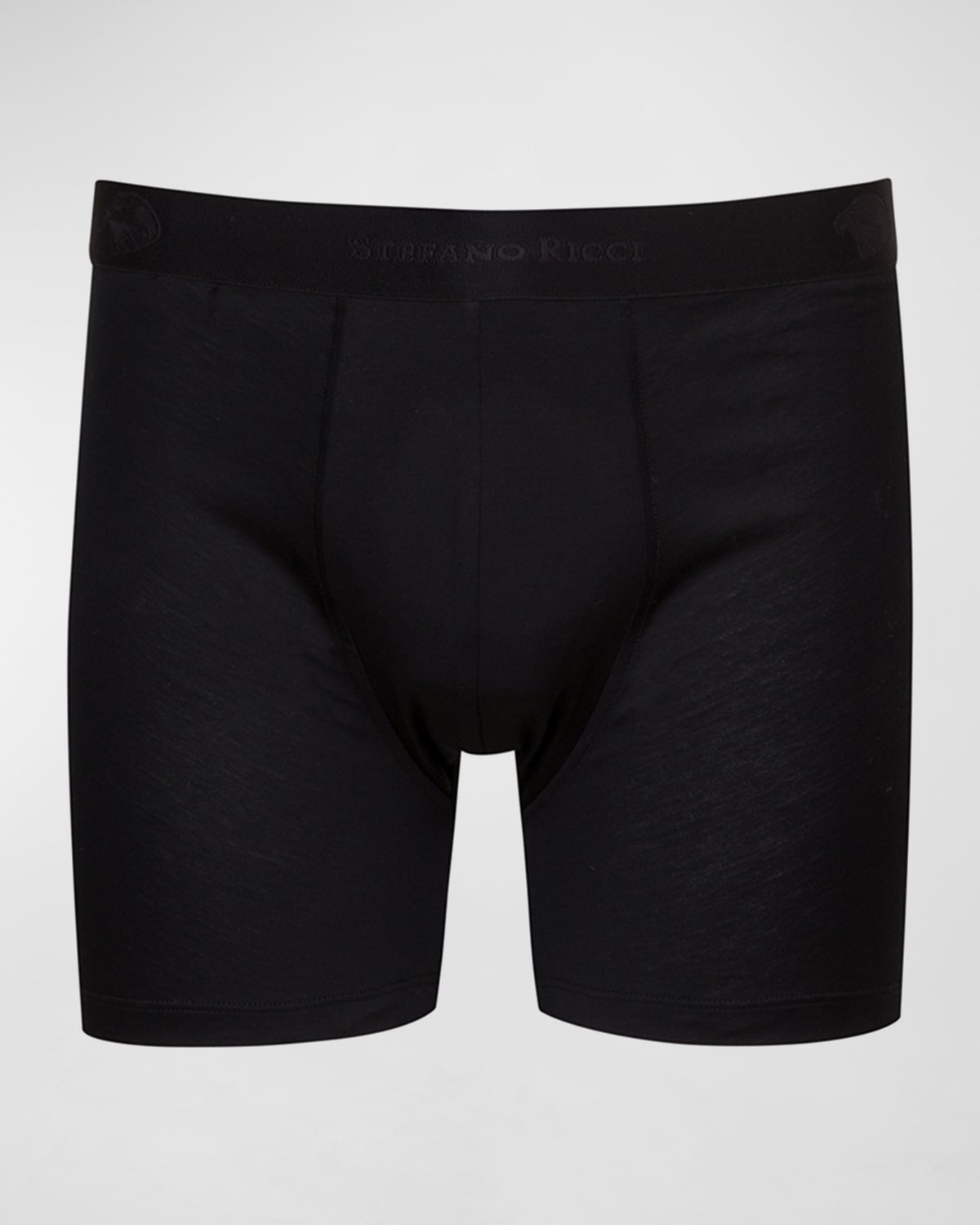 Stefano Ricci Men's Solid Cotton Boxer Briefs In Black