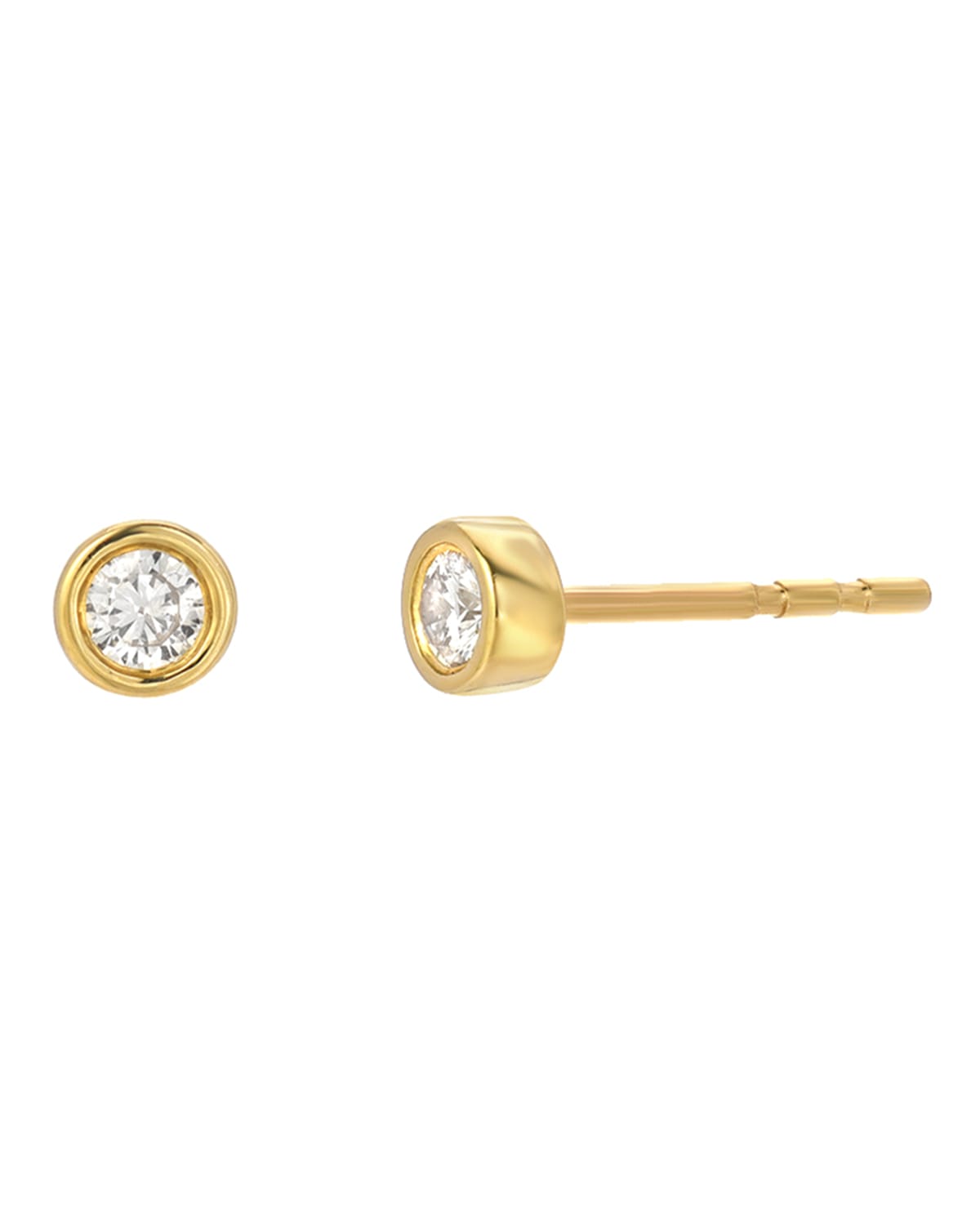 14k Yellow Gold Bezel Diamond Stud Earrings