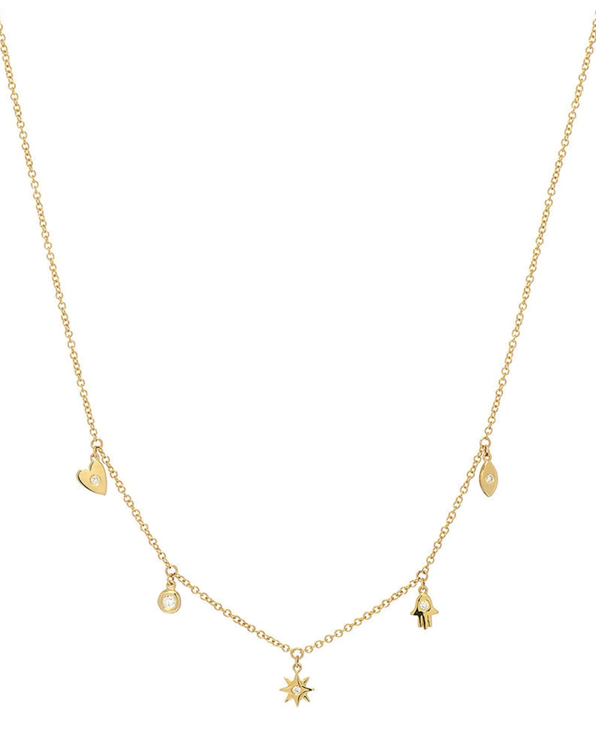 Zoe Lev Jewelry 14k Gold And Diamond Charm Necklace