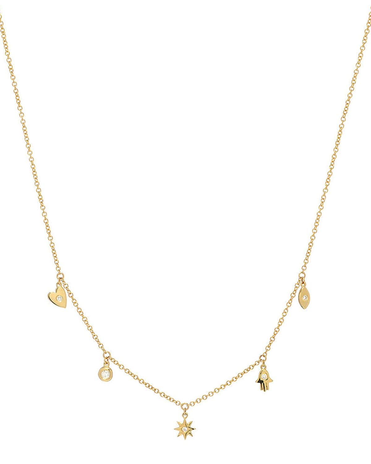 14K Gold and Diamond Charm Necklace