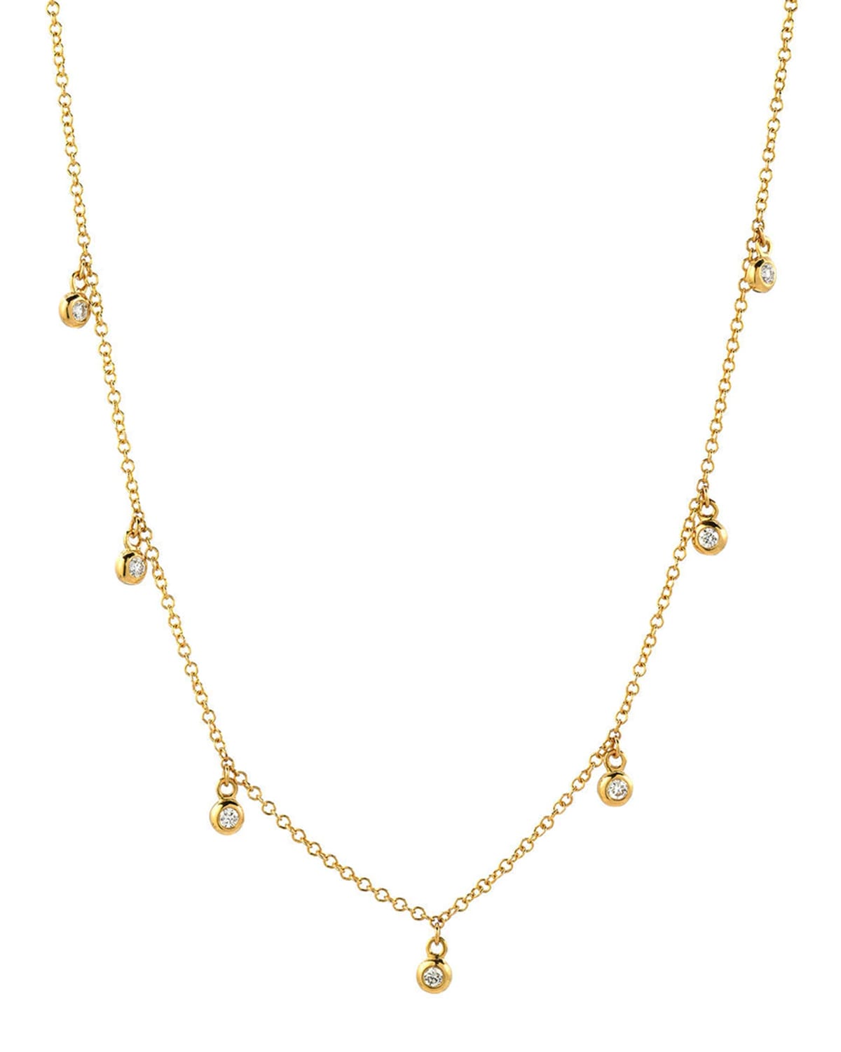 Drop Bezel Diamond Necklace, 16-18"L