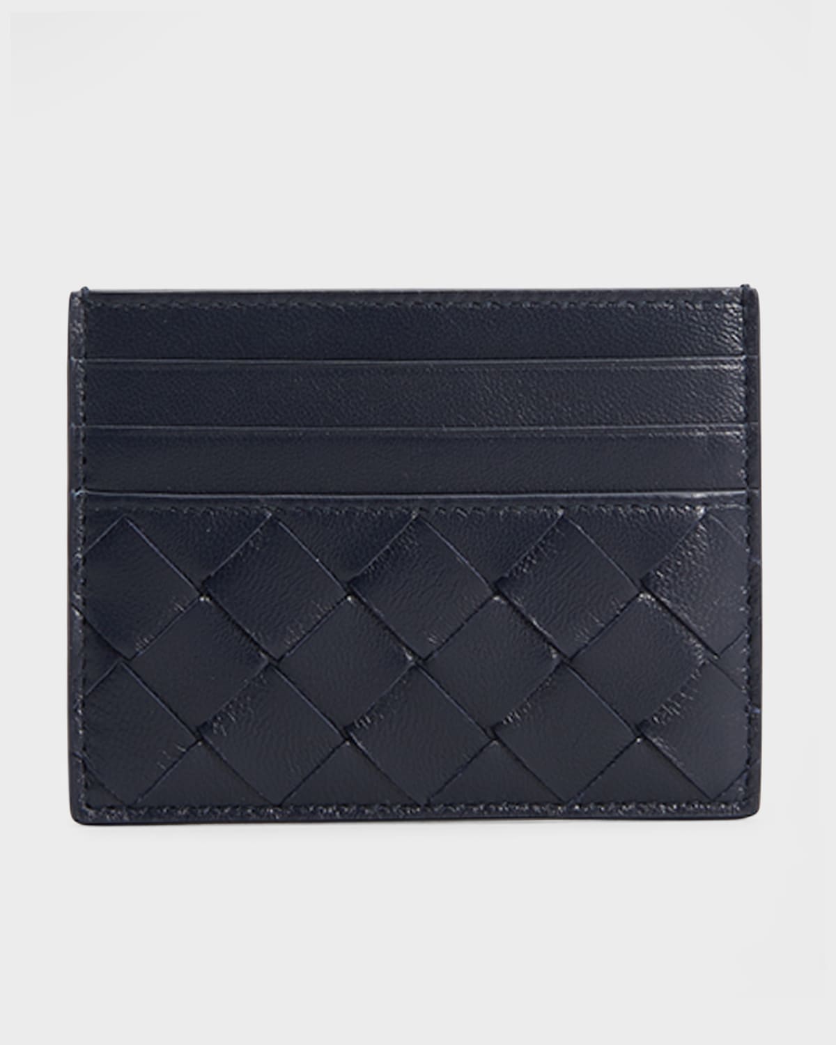 Bottega Veneta Napa Intrecciato Card Case In Space/gold