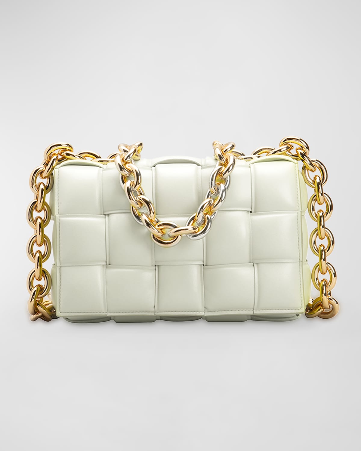 Bottega Veneta The Chain Cassette Padded Leather Shoulder Bag In Chalk