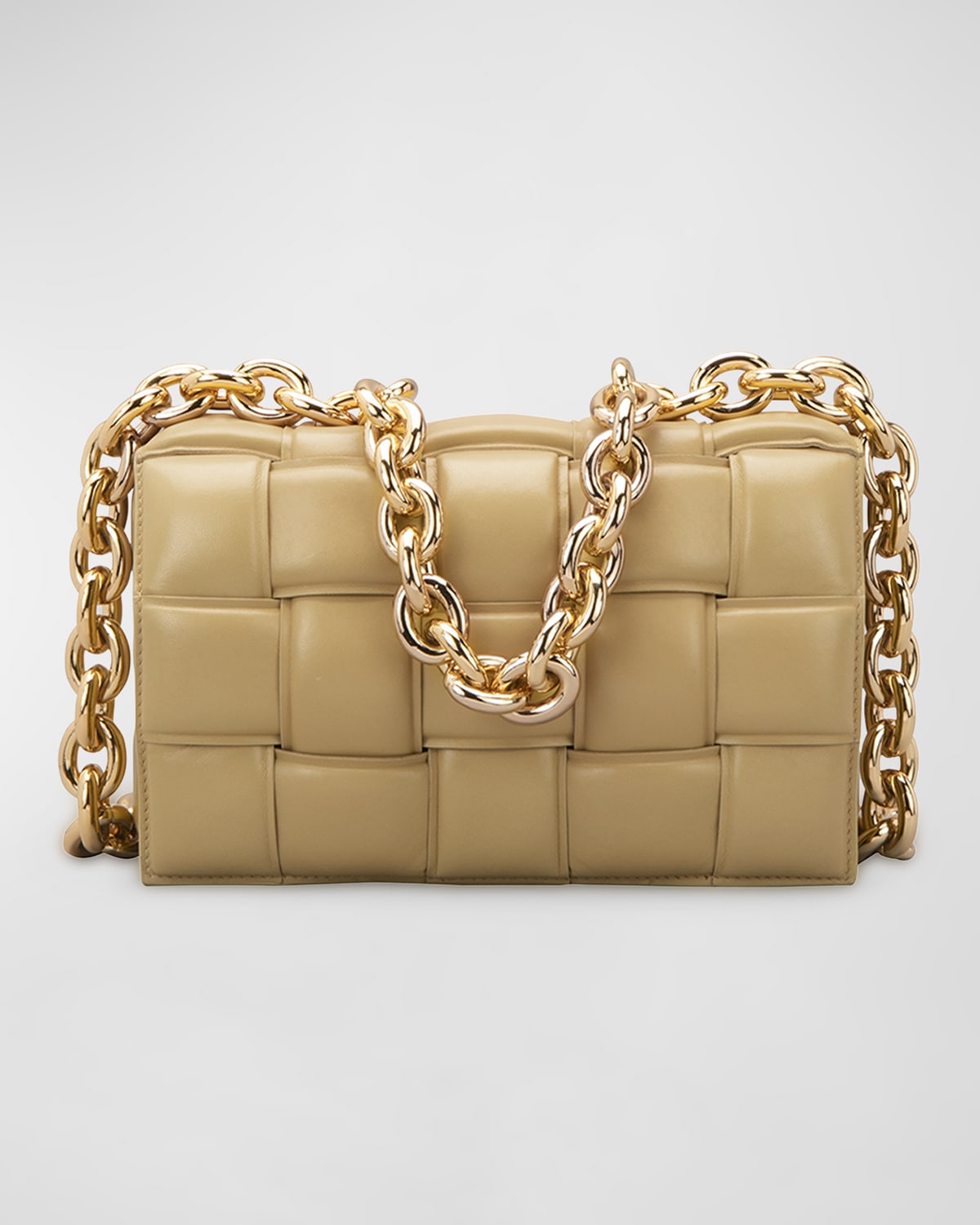 Bottega Veneta Beige Padded Chain Cassette Bag In Porridge