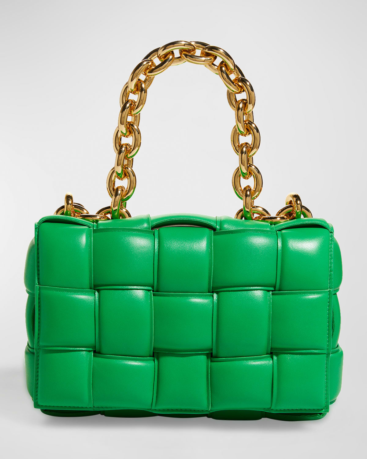 Bottega Veneta Chain Cassette Padded Intrecciato Crossbody Bag In Light Green