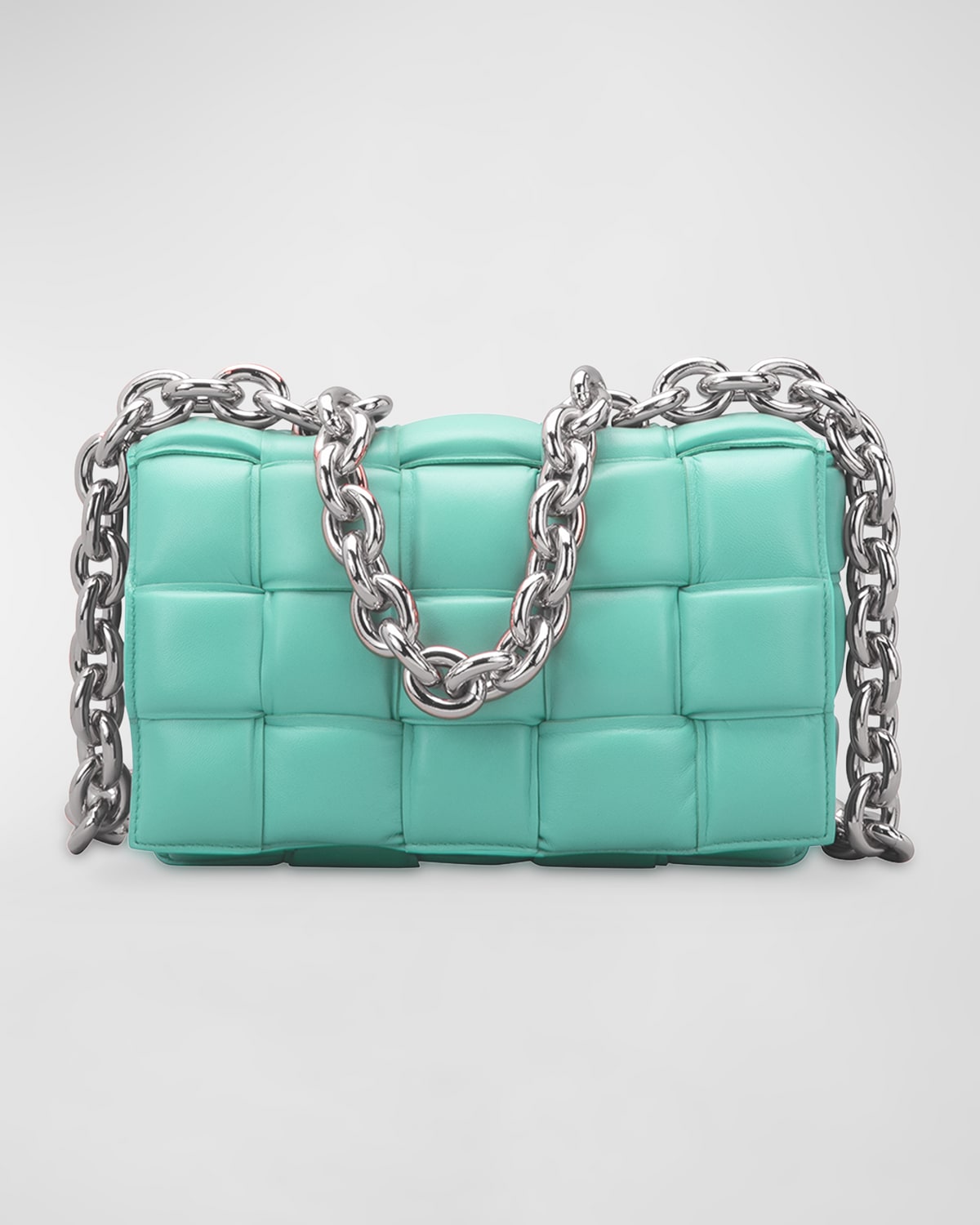 Bottega Veneta Chain Cassette Padded Intrecciato Crossbody Bag In Spearmint