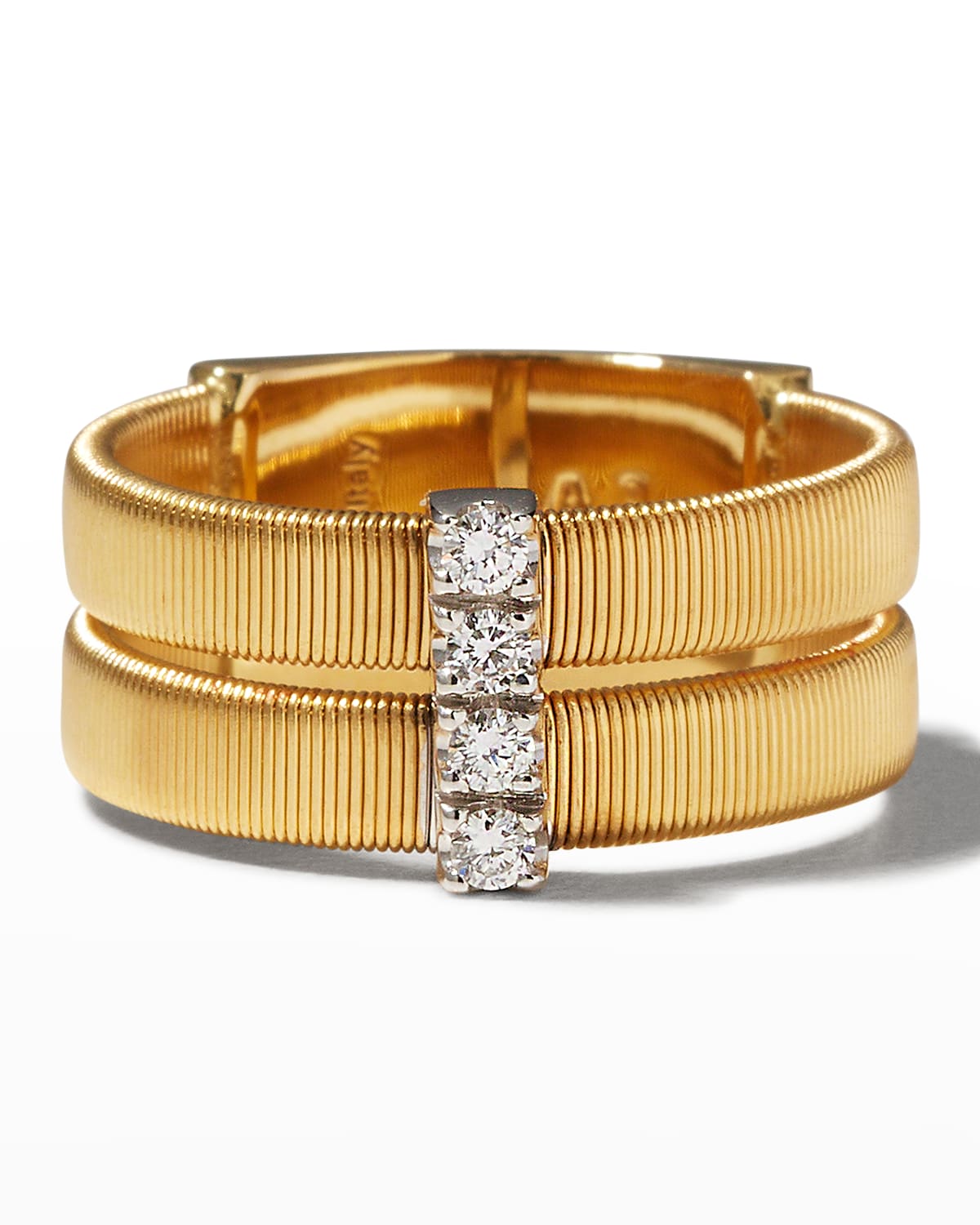 18K Gold Masai Double-Band Diamond Ring, Size 7