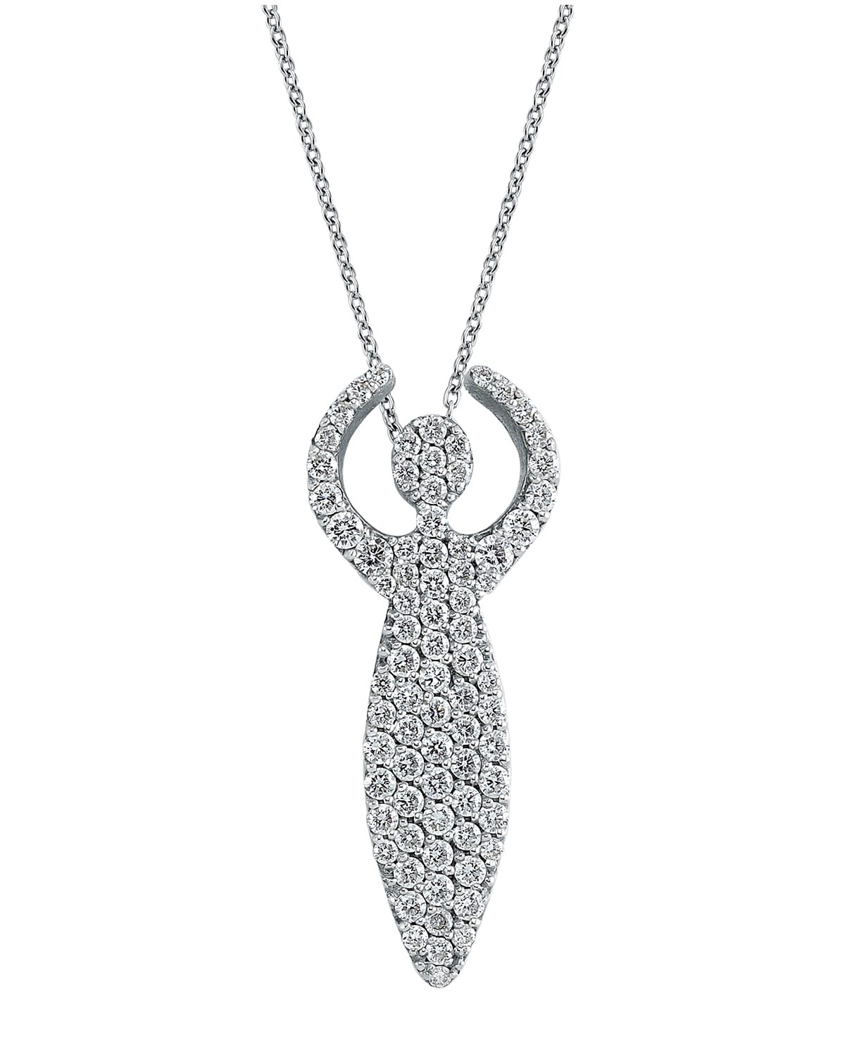 BeeGoddess 14k White Gold Diamond Goddess Necklace