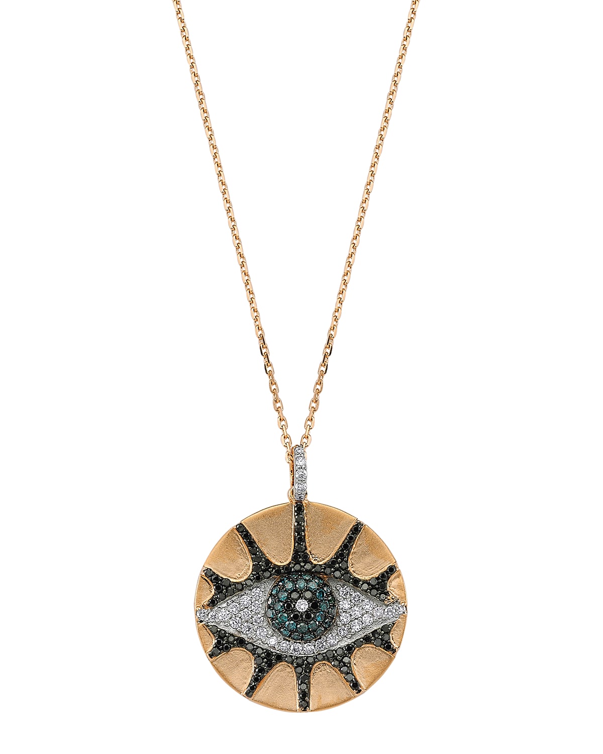 Eye Light Multi-Diamond Disc Pendant Necklace