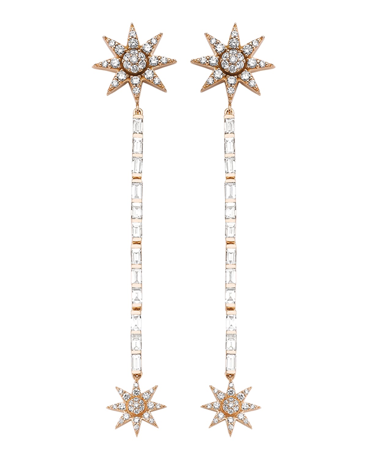 Venus Star 14k Linear Diamond Earrings