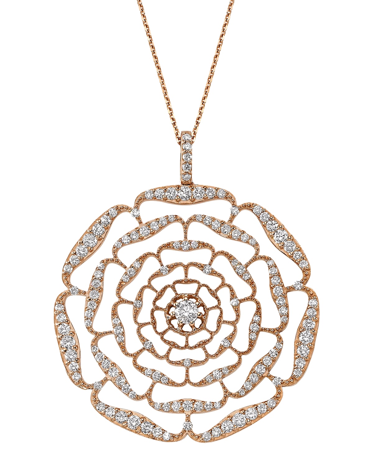 BeeGoddess Rosa Mundi 14k Open Diamond Pendant Necklace