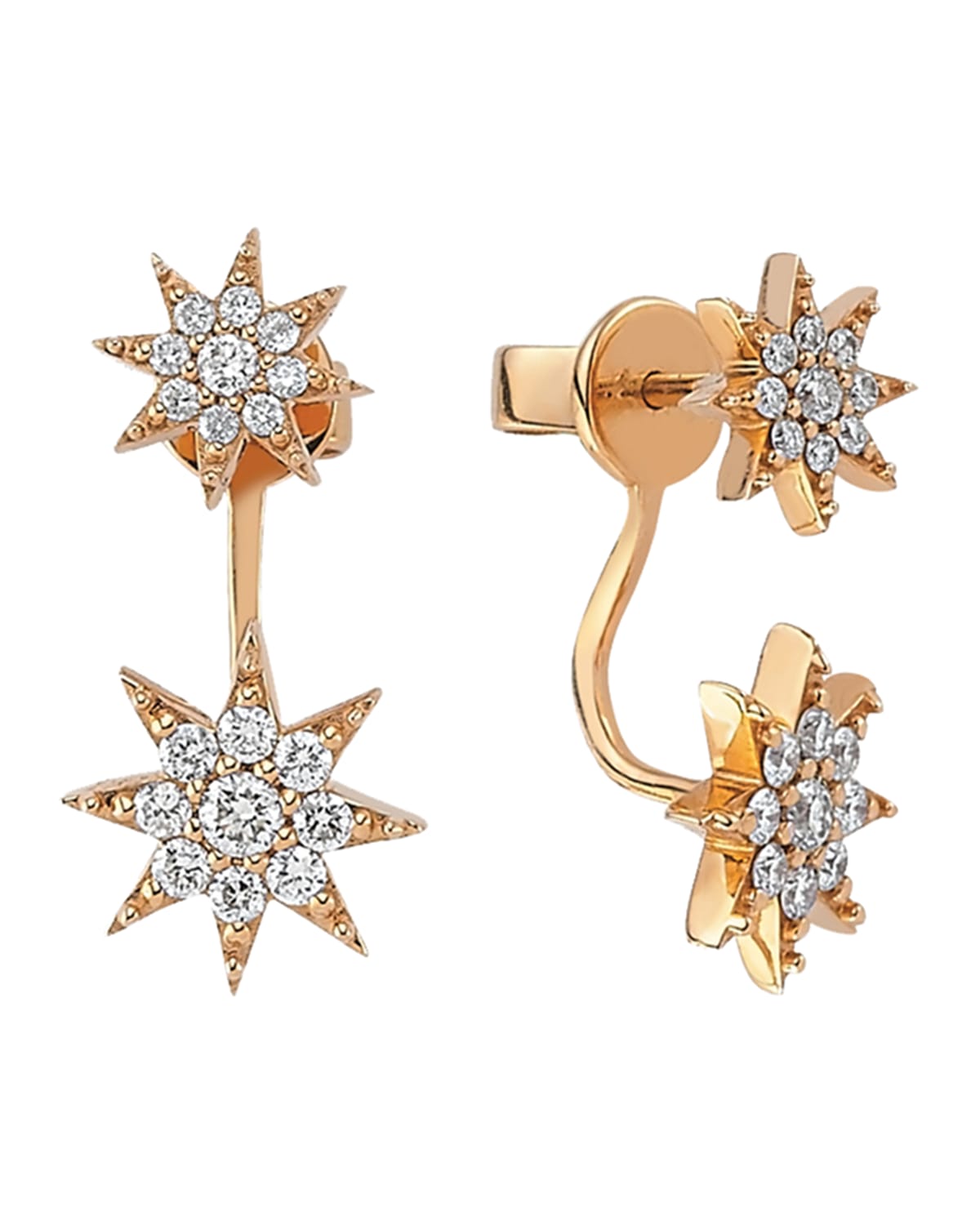 Venus Star 14k Curved Drop Earrings