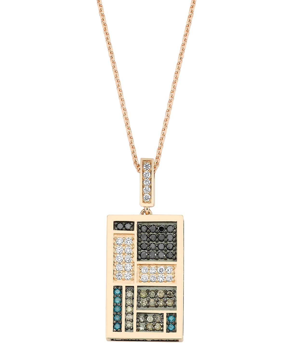 BeeGoddess Mondrian Multi-Diamond Pendant Necklace