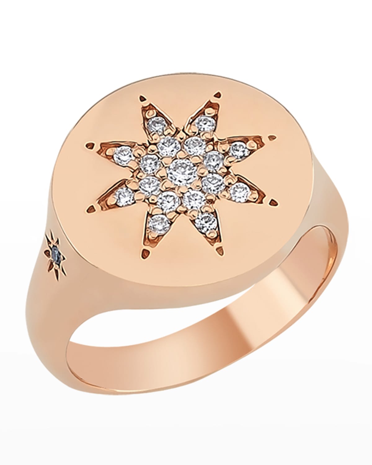 BeeGoddess Venus Star 14k Diamond Pinky Ring, Size 7