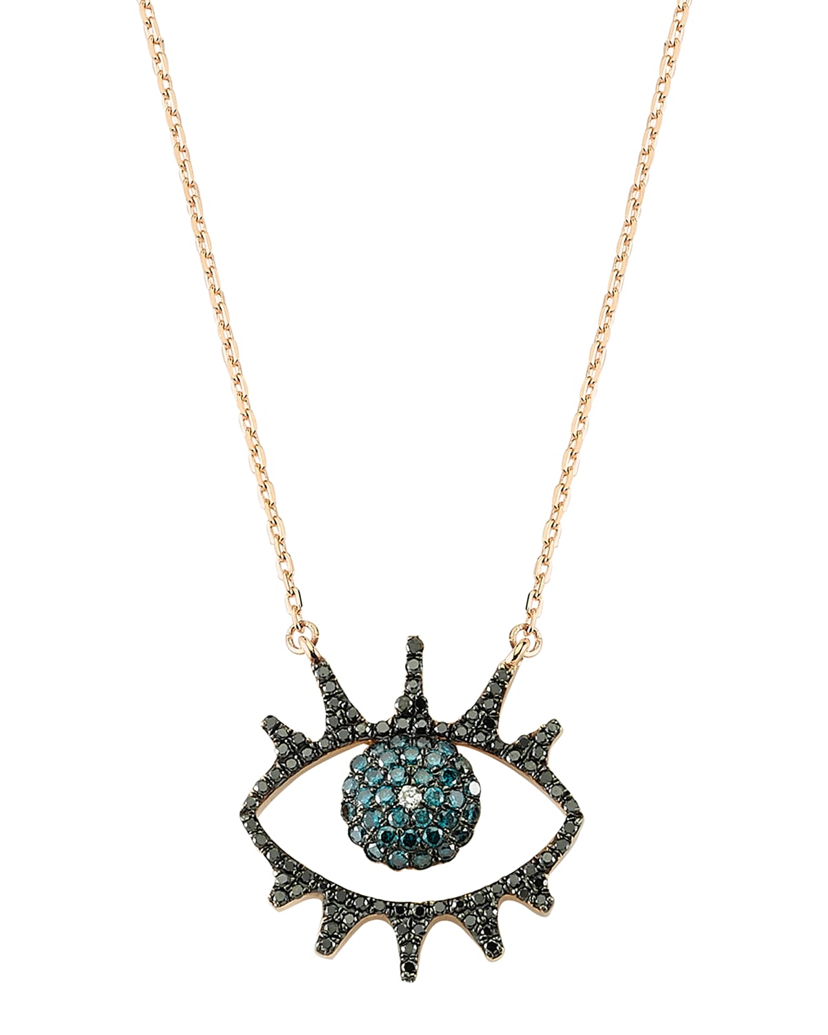 BeeGoddess Eye Light Open Multi-Diamond Pendant Necklace